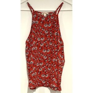 Women's Cute Daisey Floral Pattern Red Tank Top Miami Brand Size Medium